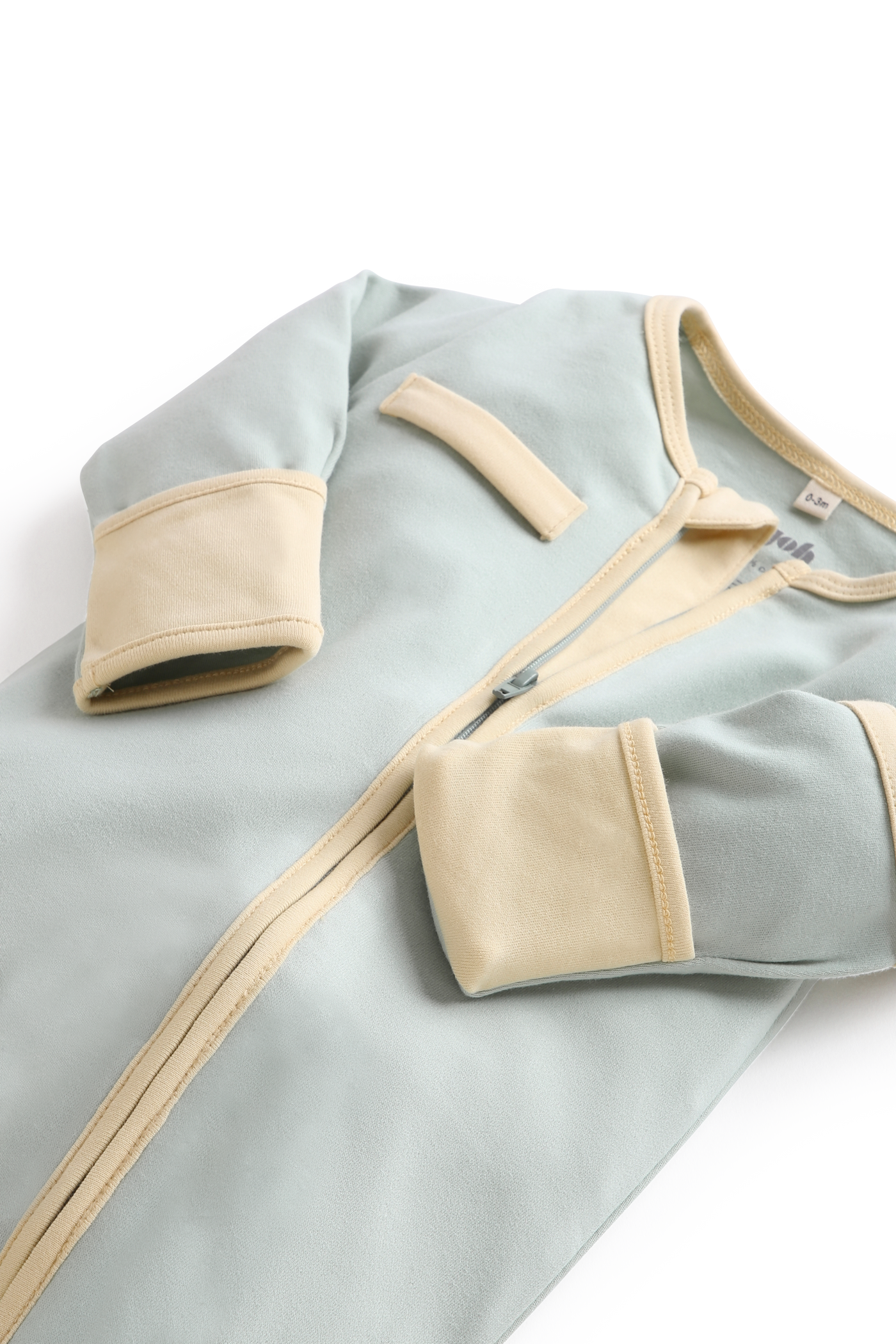 Zip Onesie Green / Beige