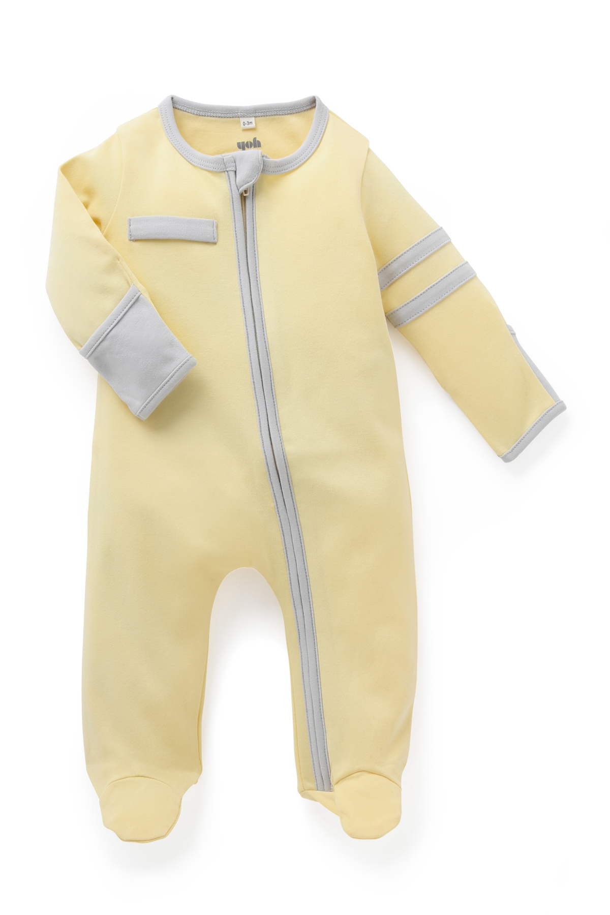 Zip Onesie Yellow / Grey