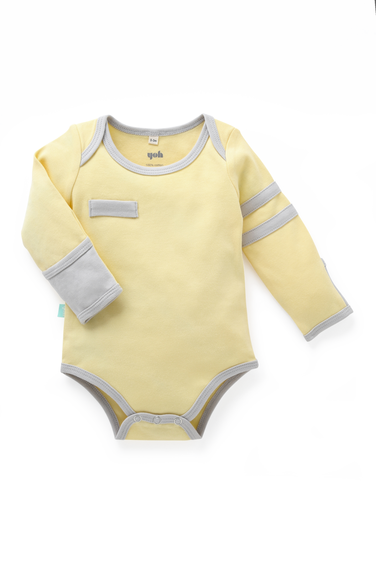 Long Sleeve Romper Yellow & Grey